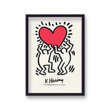 Couple Carrying Loveheart Framed Art Print by Keith Haring