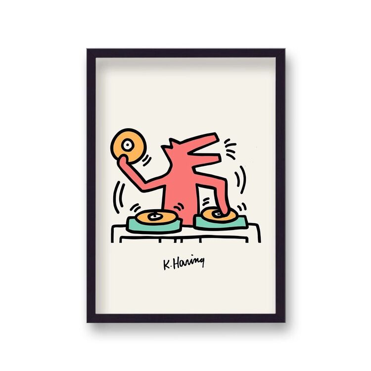 DJ Framed Art Print by Keith Haring
