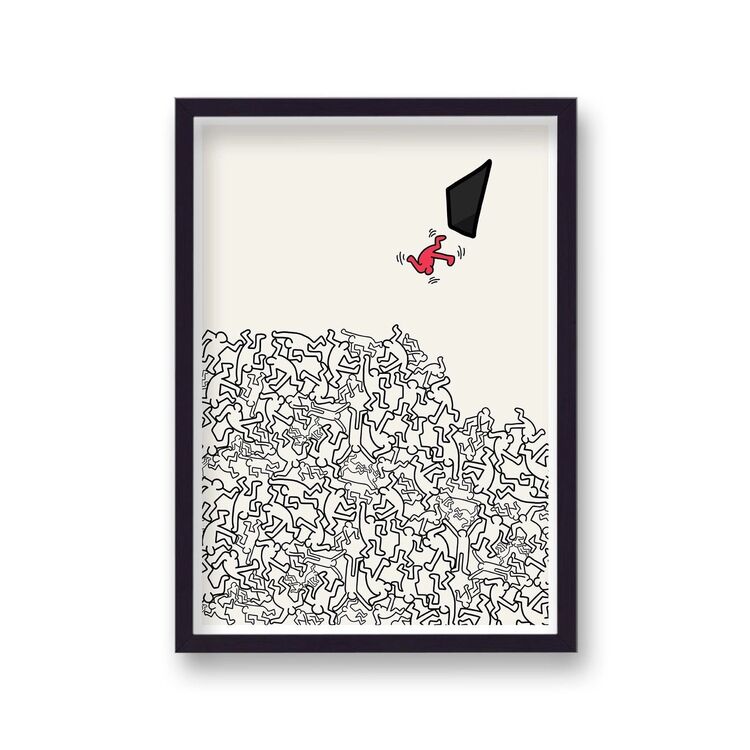 Falling Framed Art Print by Keith Haring