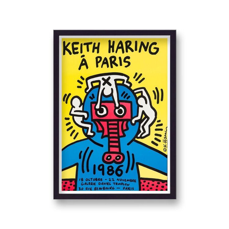 Paris Galerie Daniel Templon Exhibition Poster Framed Art Print By Keith Haring