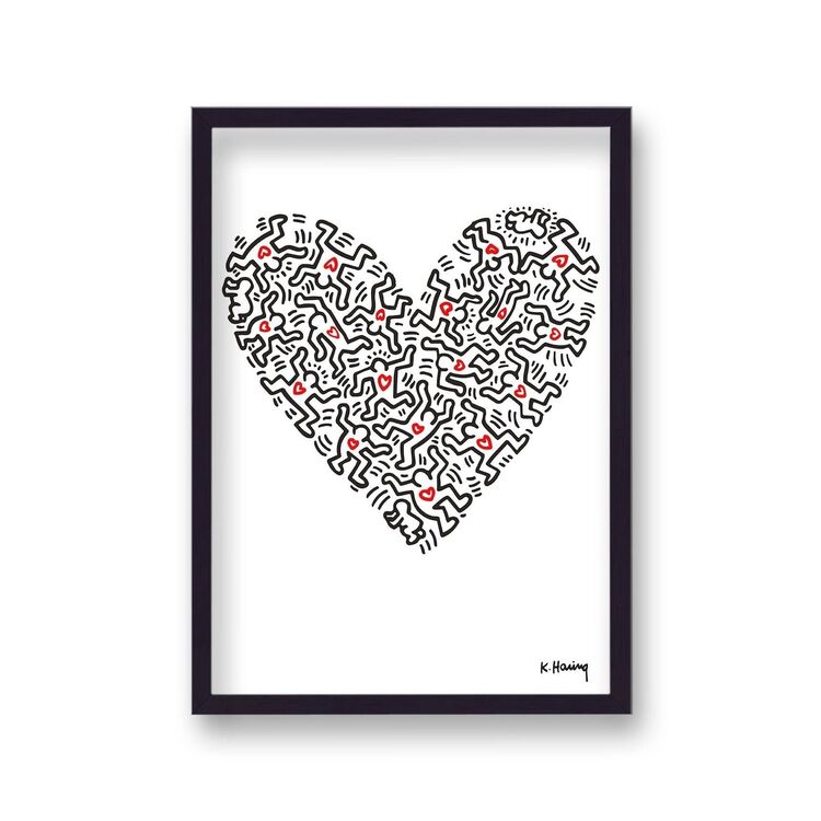 Love Vintage Framed Art Print By Keith Haring