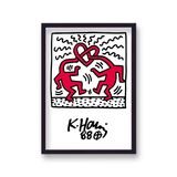 Men Loverheart Heads Framed Art Print By Keith Haring
