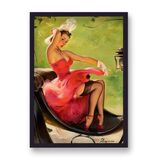 1960's Inspired Pin Up Girl Wearing Pink Gown Poster by Gil Elvgren