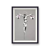 Christ with Shopping Bags Framed Art Print by Banksy