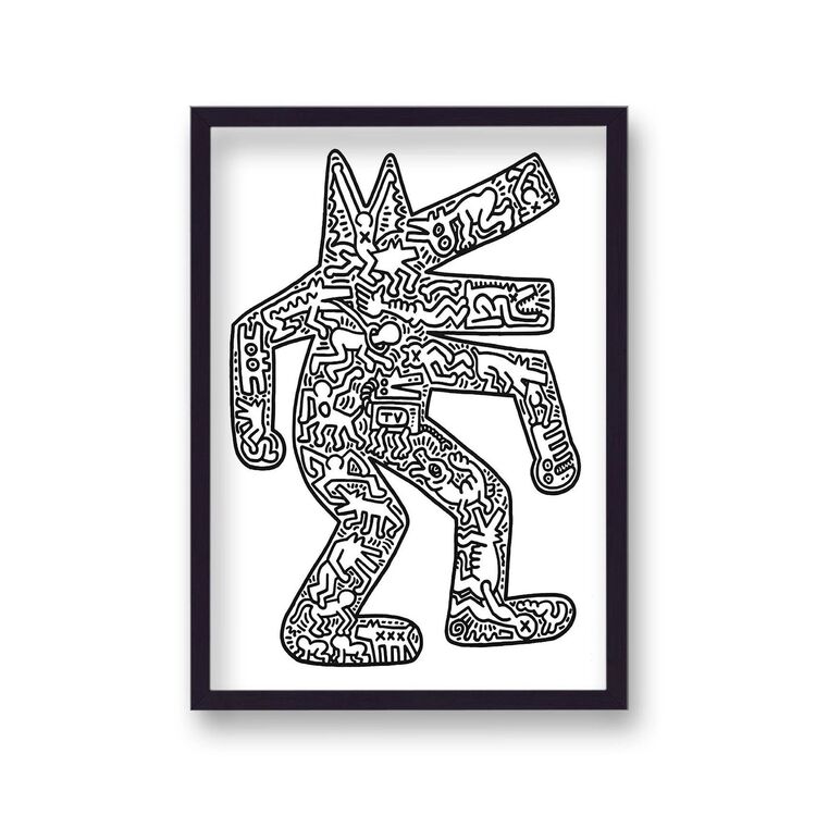 Walking Dog Collage Figure Framed Art Print By Keith Haring