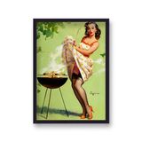 1960's Inspired Pin Up Girl Cooking On BBQ Poster by Gil Elvgren