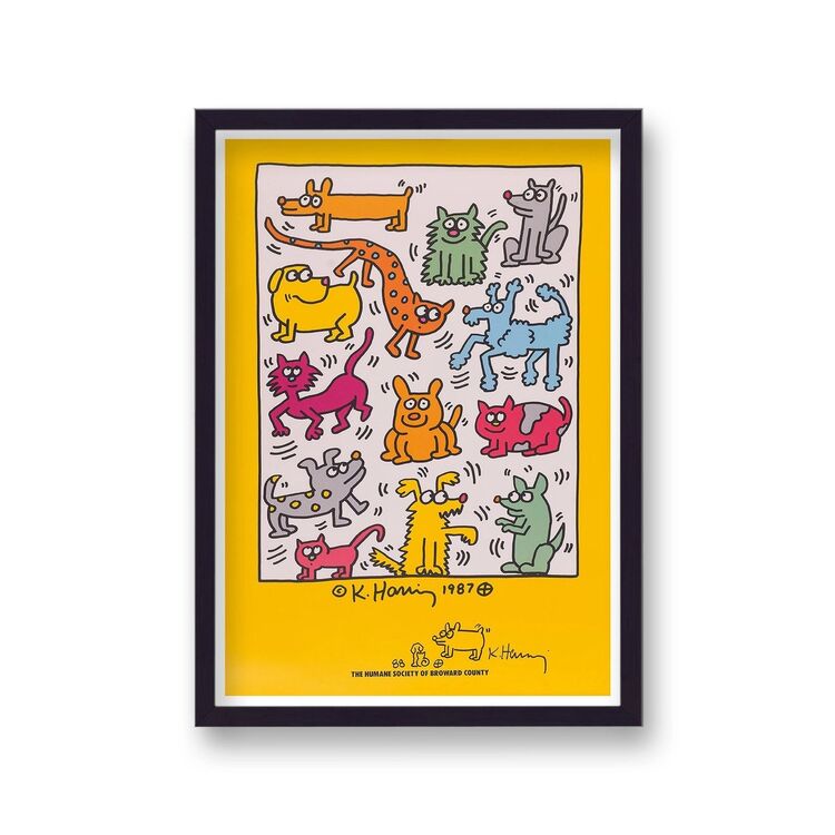 Dog Graphic Humane Society Framed Art Print By Keith Haring