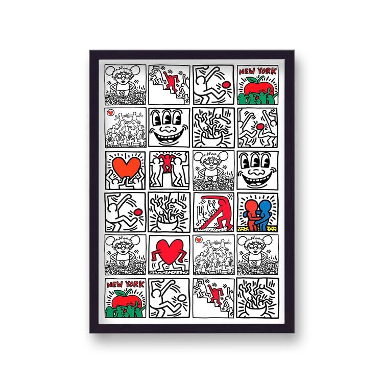Graphic Repeat Collage Framed Art Print By Keith Haring