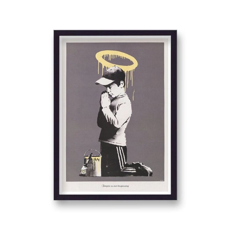 Forgive Us Our Trespasses Framed Art Print by Banksy