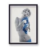 Marilyn Monroe Seductive Topless Pose Blue Top & Bottoms Framed Art Print from the Marilyn Monroe Collection