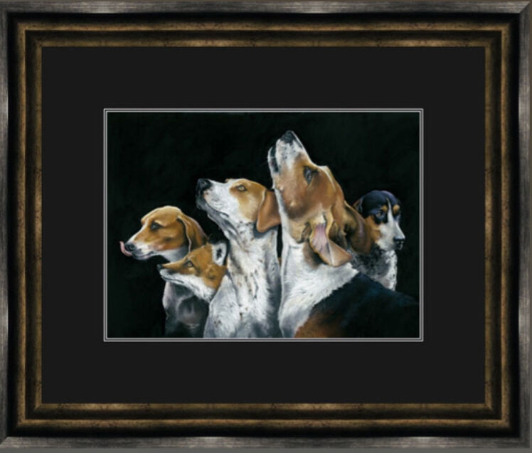 Friend and Foe - Fox and Hounds Framed Limited Edition Art Print by Kay Johns