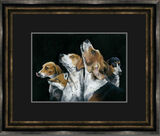 Friend and Foe - Fox and Hounds Framed Limited Edition Art Print by Kay Johns