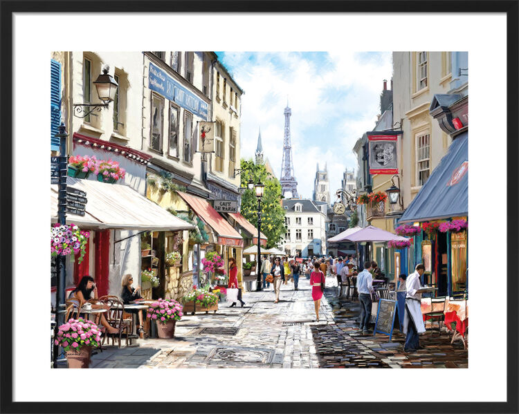 Paris Café Street Framed Art Print by Richard Macneil