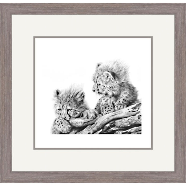 The Lookout Post - Cheetah Cub Framed Limited Edition Art Print by Jamie Boots
