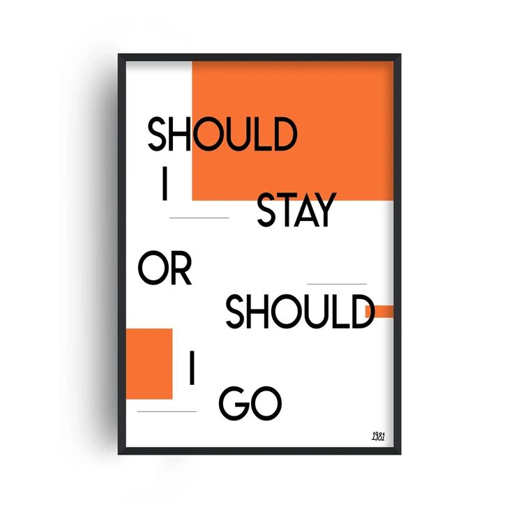 Should I Stay or Should I Go Retro Music Home Decor Framed Art Print
