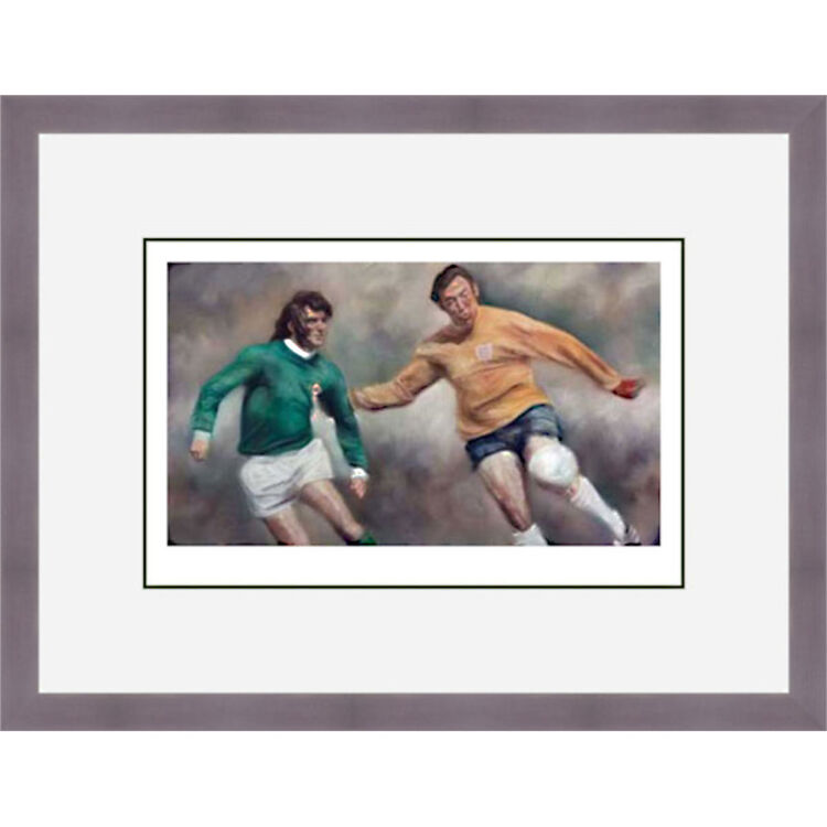 George Best v Gordon Banks Framed Limited Edition Art Print by Stephen Doig