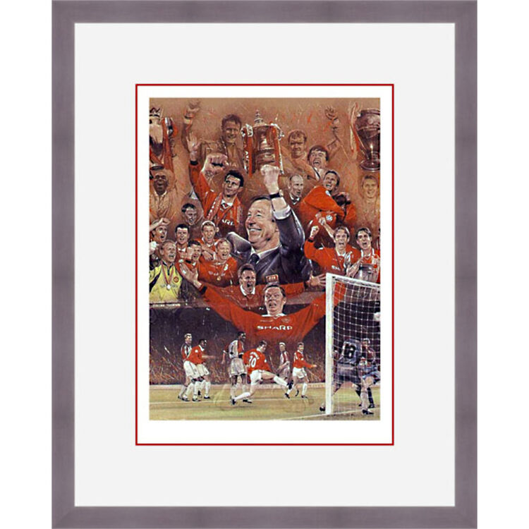 Sir Alex Ferguson - The Treble Limited Edition Art Print by Stephen Doig