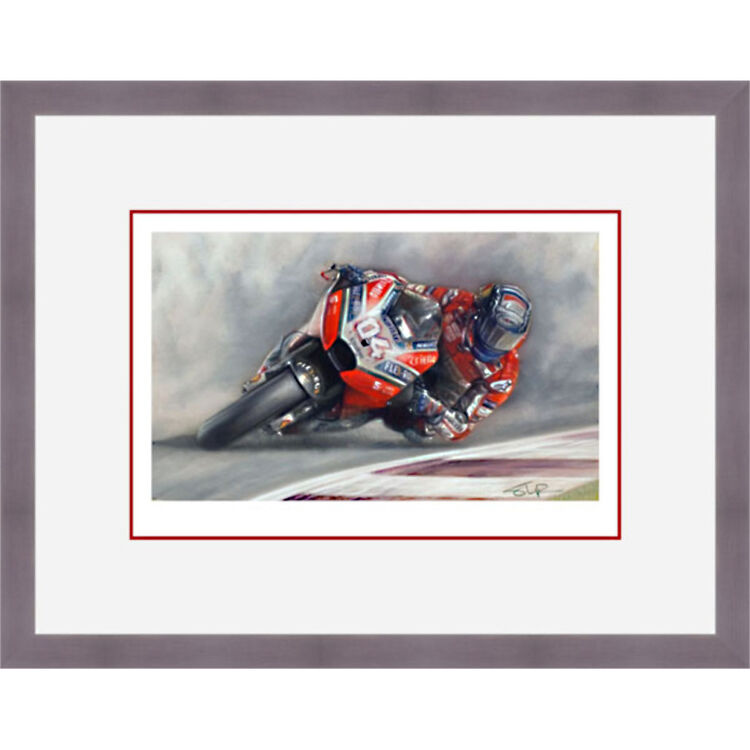 Andrea Dovizioso - Qatar Moto GP 2018 Framed Limited Edition Art Print by Stephen Doig