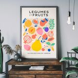 Fruit and Vegetables Minimal Pastel Framed Print