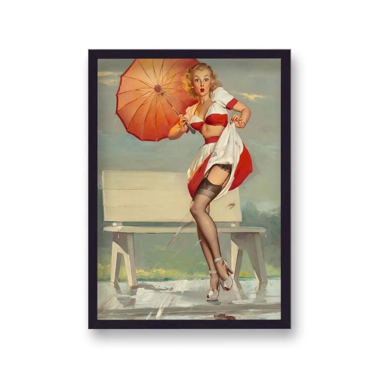 1960's Inspired Pin Up Girl Holding Parasol Poster by Gil Elvgren