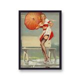 1960's Inspired Pin Up Girl Holding Parasol Poster by Gil Elvgren