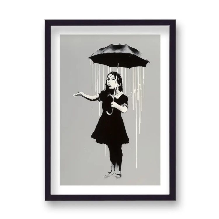 Print Is It Raining? Framed Art Print by Banksy