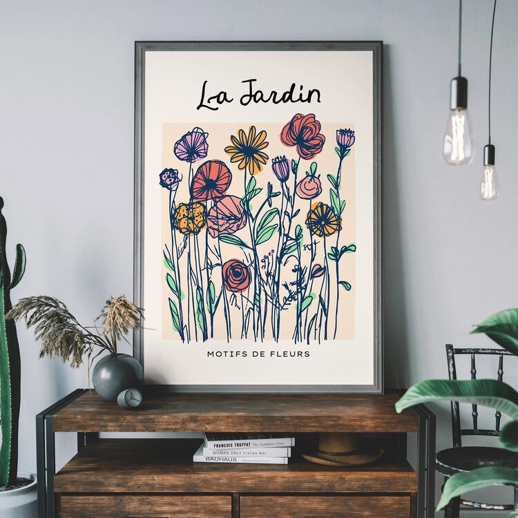 The Garden Flowers Abstract Illustration Framed Print