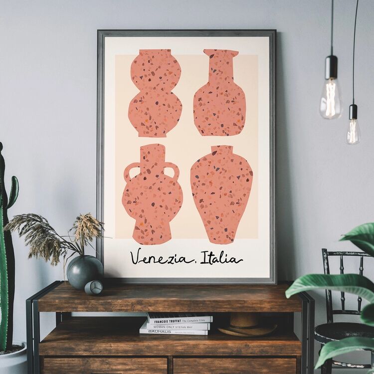 Venetian Vases Terrazzo Illustration Framed Print