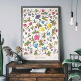 Vintage Floral Textile Pattern Framed Print