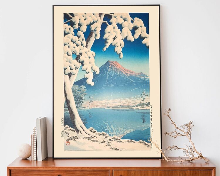 Clearing After Snowfall On Mt. Fuji Framed Art Print by Hasui Kawase