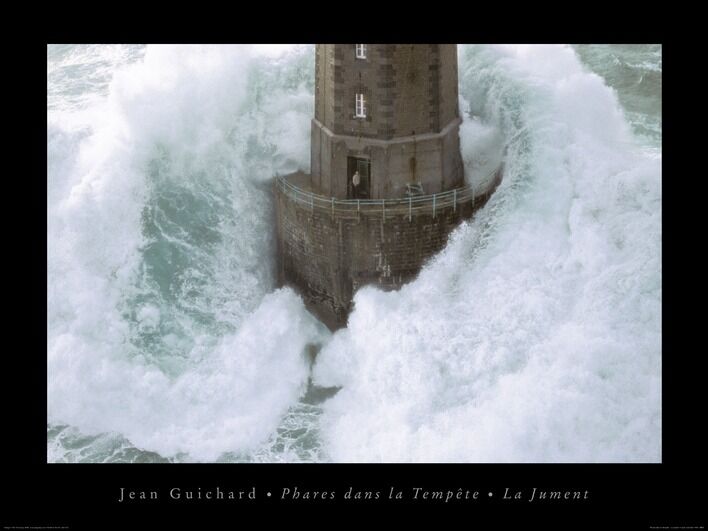 Phares Dans La Tempête, La Jument Framed Art Print by Jean Guichard