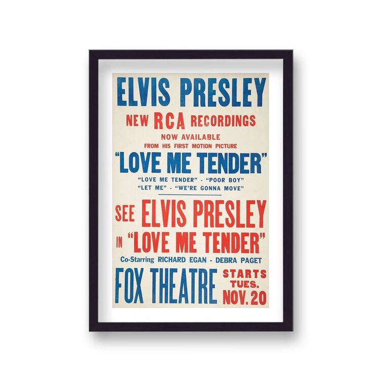 Elvis Presley Love Me Tender Vintage Promotional Framed Art Print