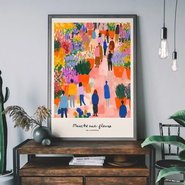 Flower Market of London Abstract Painting Framed Print