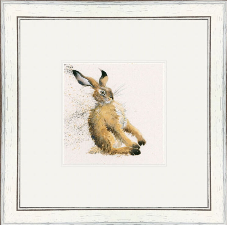 Whoosh - Hares Framed Limited Edition Art Print by Kay Johns