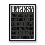 Acceptable Level of Threat Framed Art Print by Banksy