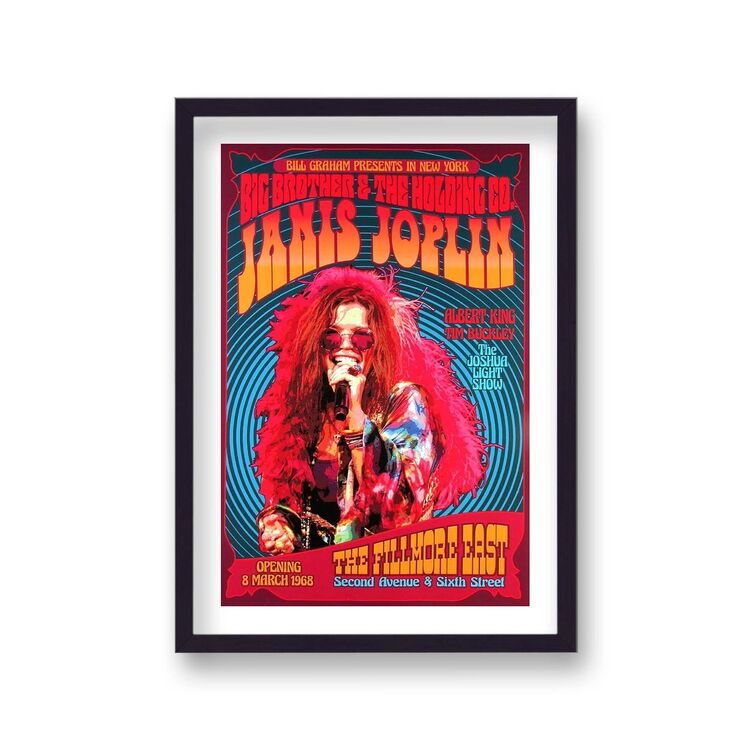 Janis Joplin Live Vintage Music Framed Art Print