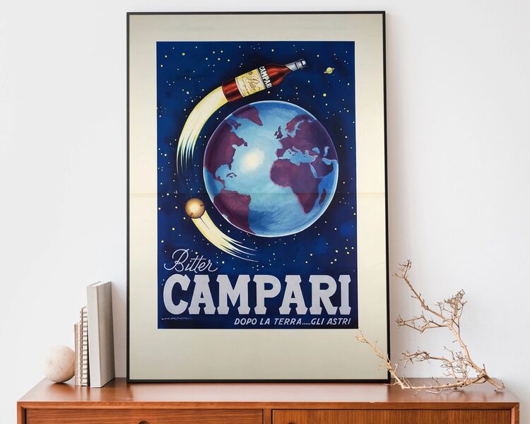 Vintage Bitter Campari Space Print Framed Art Print