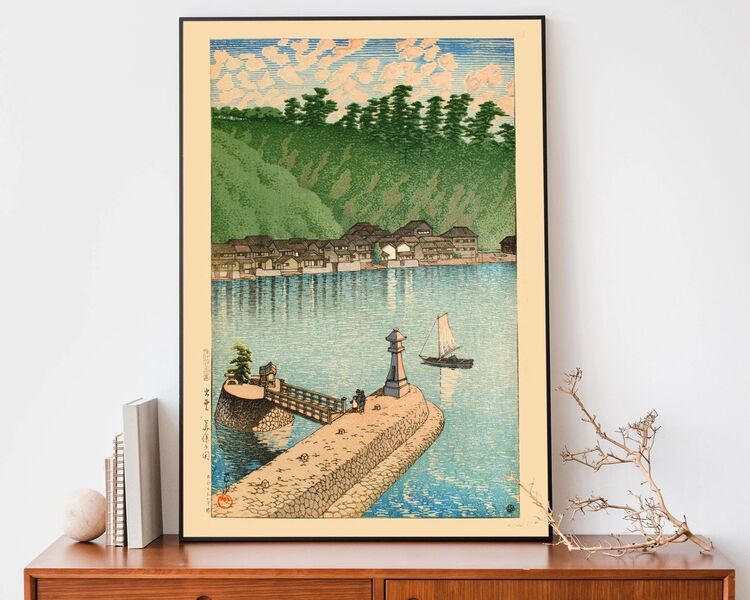 Mihogaseki Beach, Izumo Province Framed Art Print by Hasui Kawase
