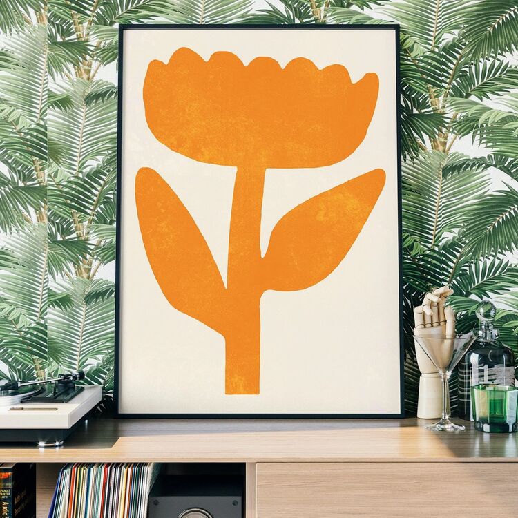 Simple Flower Orange Paint Framed Print