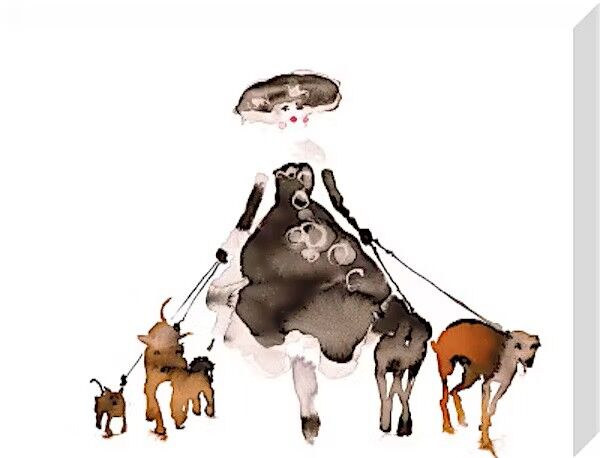 What to Wear When Walking the Dogs 2 Canvas Art Print by Bridget Davies