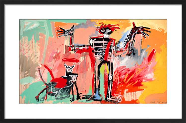 Boy and Dog in a Johnnypump, 1982 Framed Art Print by Jean-Michel Basquiat