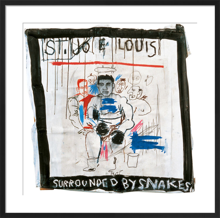 St. Joe Louis surrounded by Snakes, 1982 Framed Art Print by Jean-Michel Basquiat