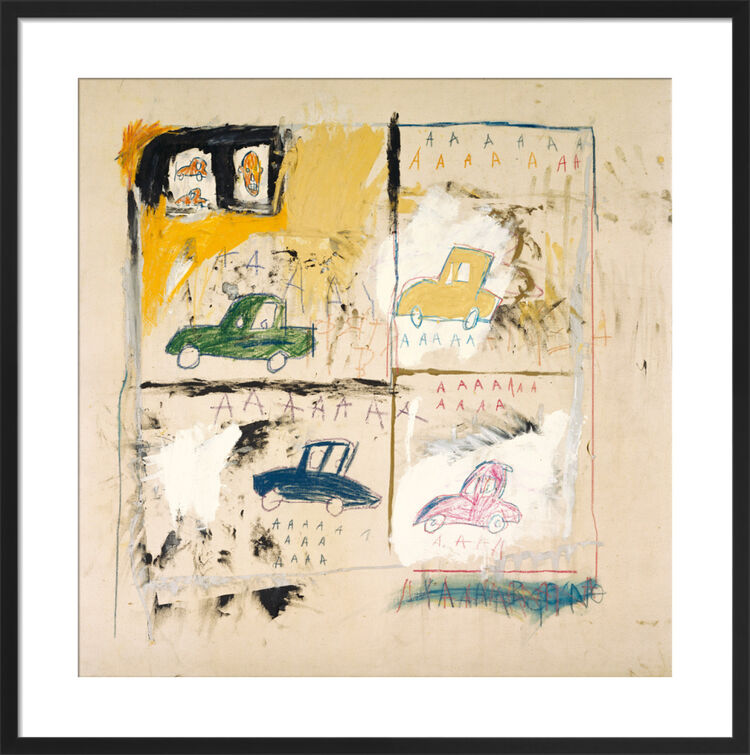 Old Cars, 1981 Framed Art Print by Jean-Michel Basquiat