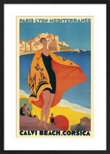 Calvi Beach, Corsica, circa 1932 Framed Art Print by Roger Broders