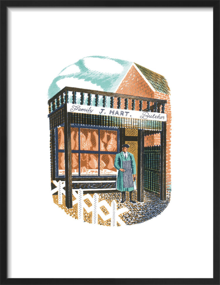 Family Butcher Framed Art Print by Eric Ravilious