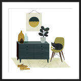 Mid Century Cat Framed Art Print by Clare Owen