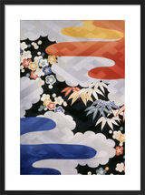 Plum, bamboo and clouds Framed Art Print by V&A Japan