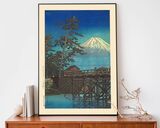 Mt. Fuji in Moonlight Framed Art Print by Hasui Kawase
