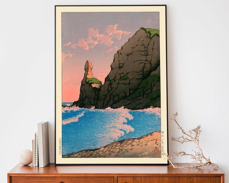 Setakamu Rocks Framed Art Print by Hasui Kawase