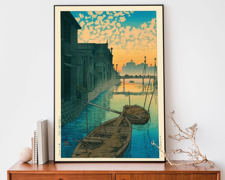 Morning Village Framed Art Print by Hasui Kawase